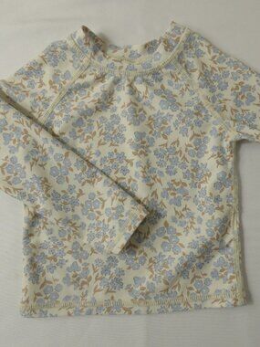 Rylee + Cru Baby Blue Floral Rashguard, Size 6-12 Months